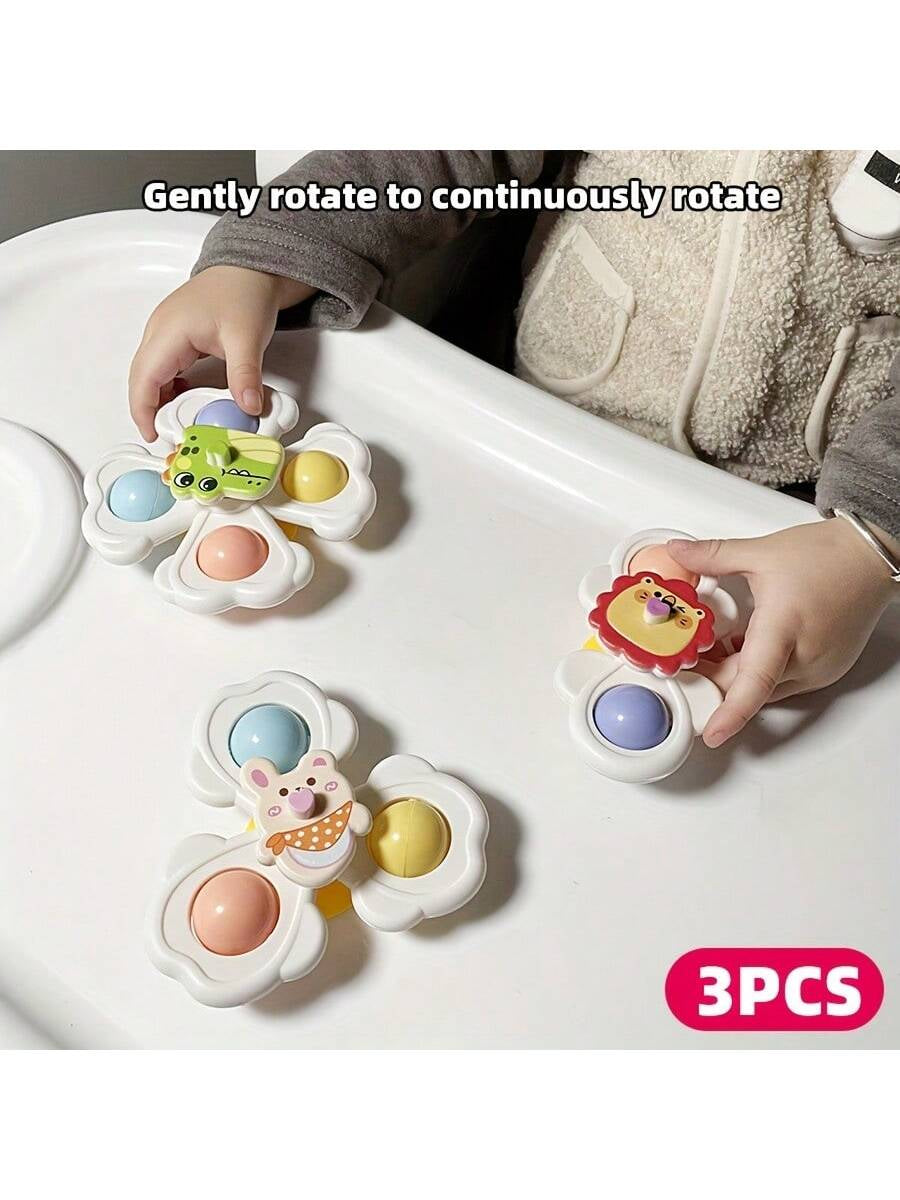 3 Pcs Suction Cup Spinner Toys, Baby Toy,Baby Essentials, Spinning Toys for Toddlers 1-3,Baby Toys,Bath Toys Sensory Toys Early Education Toys Bathtub Toy Dining Chairs Toys, Birthday Gifts for Baby Boy Girl , Suitable for Daily Use of Babies