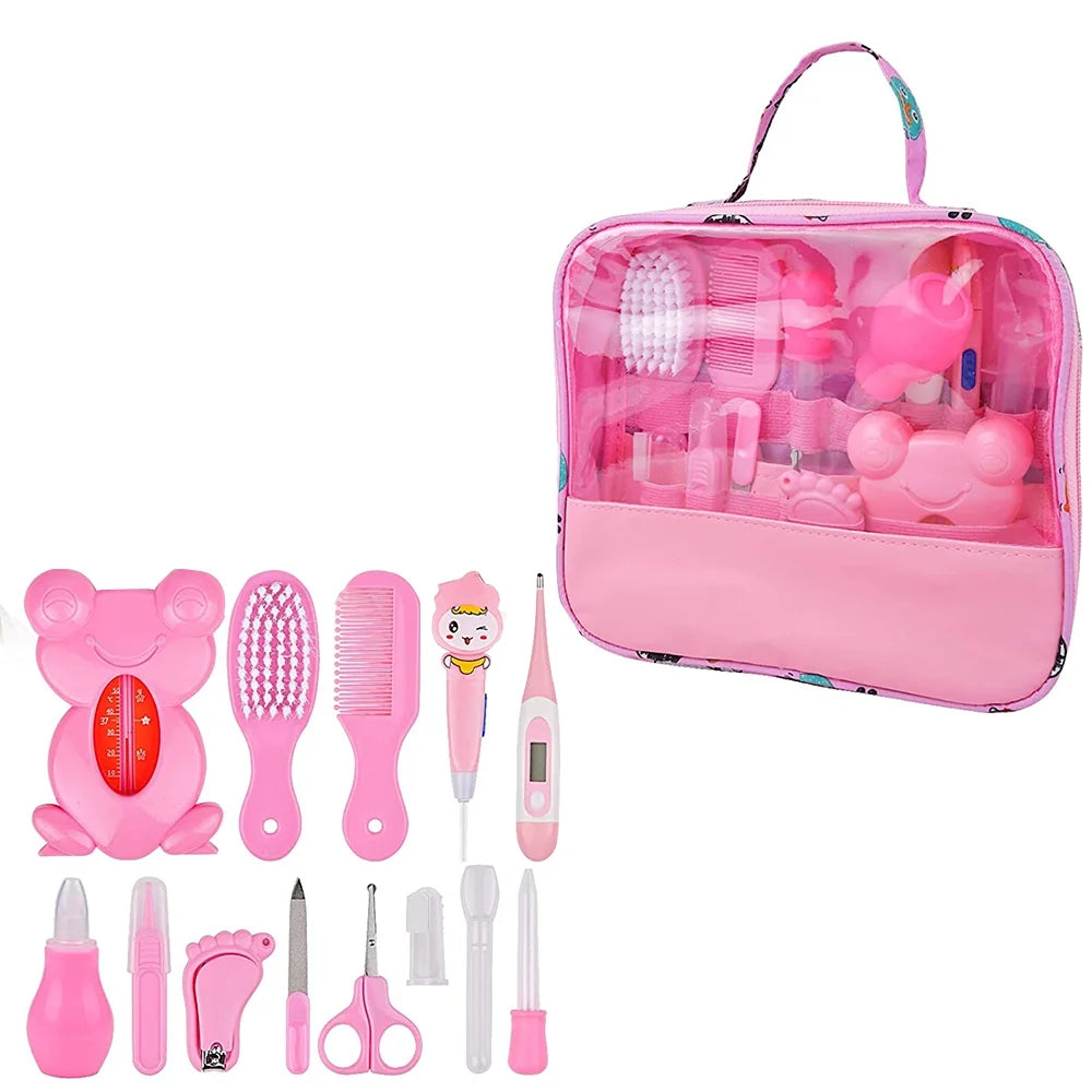 Baby Grooming and Healthcare Kit, 13 in 1 Baby Care Products, Baby Stuff Shower Gifts for Newborn, Fahrenheit Thermometer, Nail Clippers Trimmer Set, Comb Brush, Nursery Care Kit