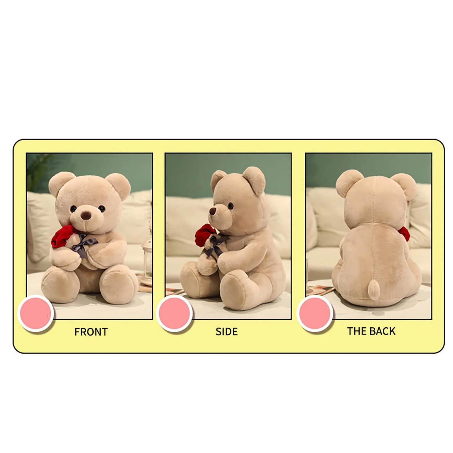 Gift 9.1" Valentines Day Stuffed Animals Teddy Bear with Rose, Large Rose Bear Valentines Day Gift Plush Toy Cartoon Cuddly Doll Birthday Party Holiday Wedding Decor Gift Stuffed Animals