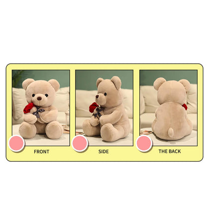 Gift 9.1" Valentines Day Stuffed Animals Teddy Bear with Rose, Large Rose Bear Valentines Day Gift Plush Toy Cartoon Cuddly Doll Birthday Party Holiday Wedding Decor Gift Stuffed Animals