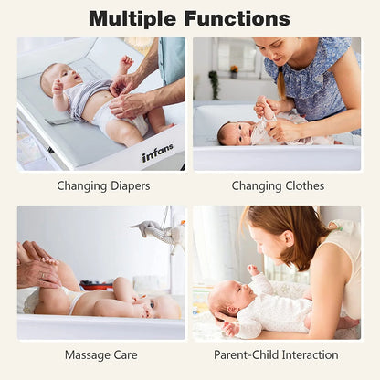 Baby Changing Table, Folding Diaper Station Portable Nursery Organizer with Safety Belt and Large Storage Racks for Newborn Baby and Infant (White)