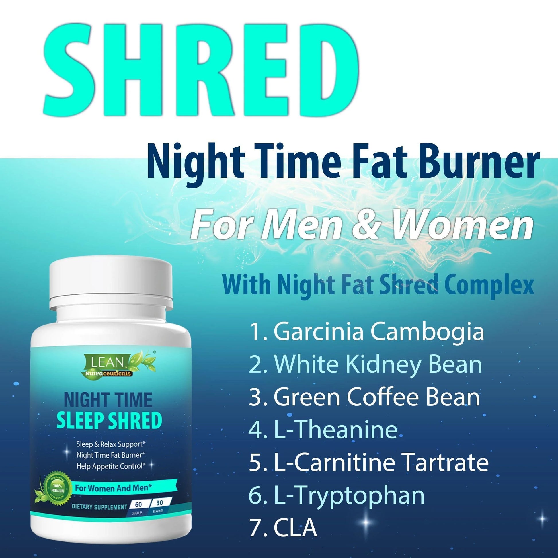 Weight Loss Sleep Aid Night Time Shred Fast Fat Burner, Melatonin L Theanine Cla Ashwagandha Valerian Root 5HTP Pill, Appetite Suppressant Metabolism Booster Calm Supplement for Women Men, 60 Capsule