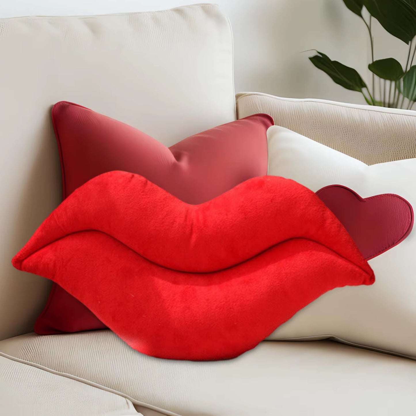 Lip Shaped Throw Pillow Lightweight Valentines Day Decor Decorative Pillow For
