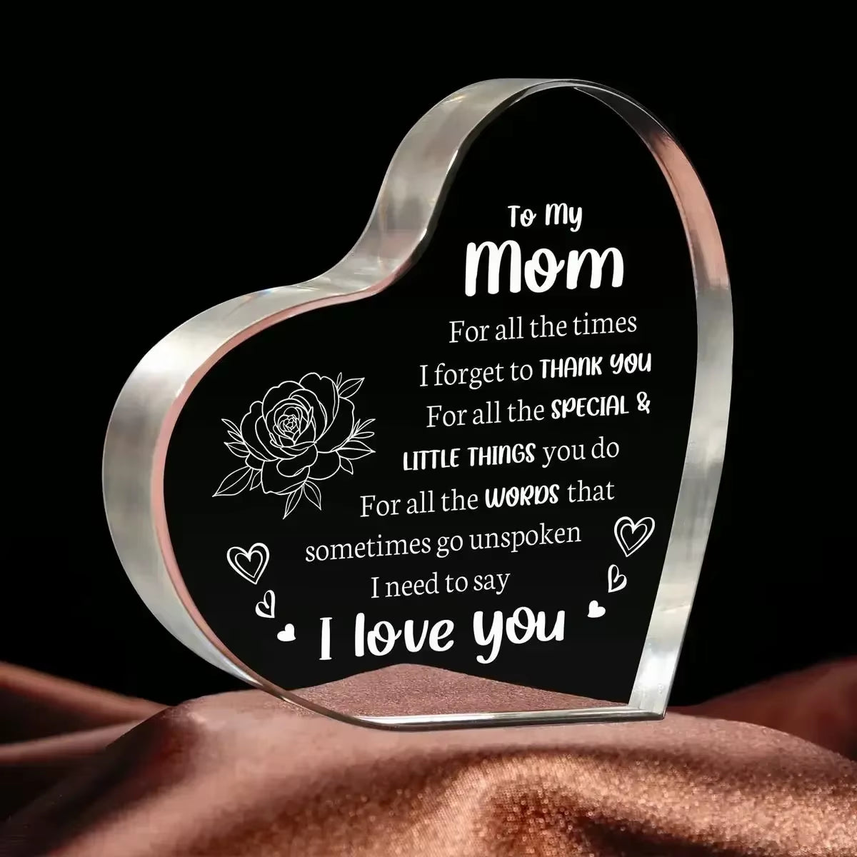 Son Daughter for Momgifts，Dad Mom Birthday Gifts - Acrylic Heart-Shaped Best Valentines Day Christmas Gift