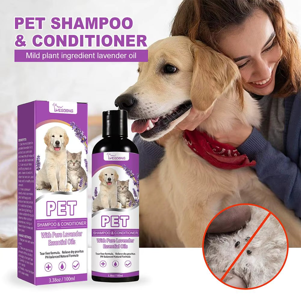 Puppy Shampoo for Dogs Cats Grooming Pet Flea Tick Control Relieve Itching Ph Balanced Cleaning Moisturizing Smooth Pet Shampoo