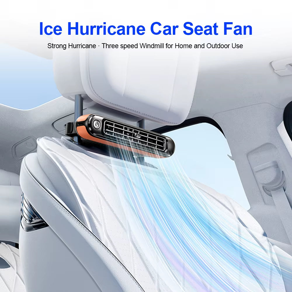 Portable Car Fan for Rear Seat Electric Cooling Fan Air Conditioning 3 Speeds Adjustable Automotive Interior Car Air Fan