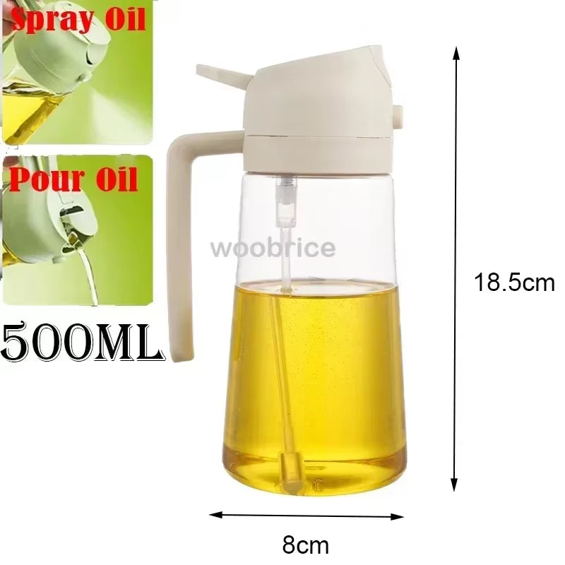 500Ml 2 in 1 Spray Oil Dispenser Olive Oil Spray Barbecue Cooking Olive Oil Jar Baking Vinegar Soy Sauce Spray Container