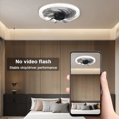Ceiling Fan Light 3 Colors Dimmable LED Lamp Fan 4 Speeds with Converter Extender AC 85V-265V for Living Room Study Room Kitchen