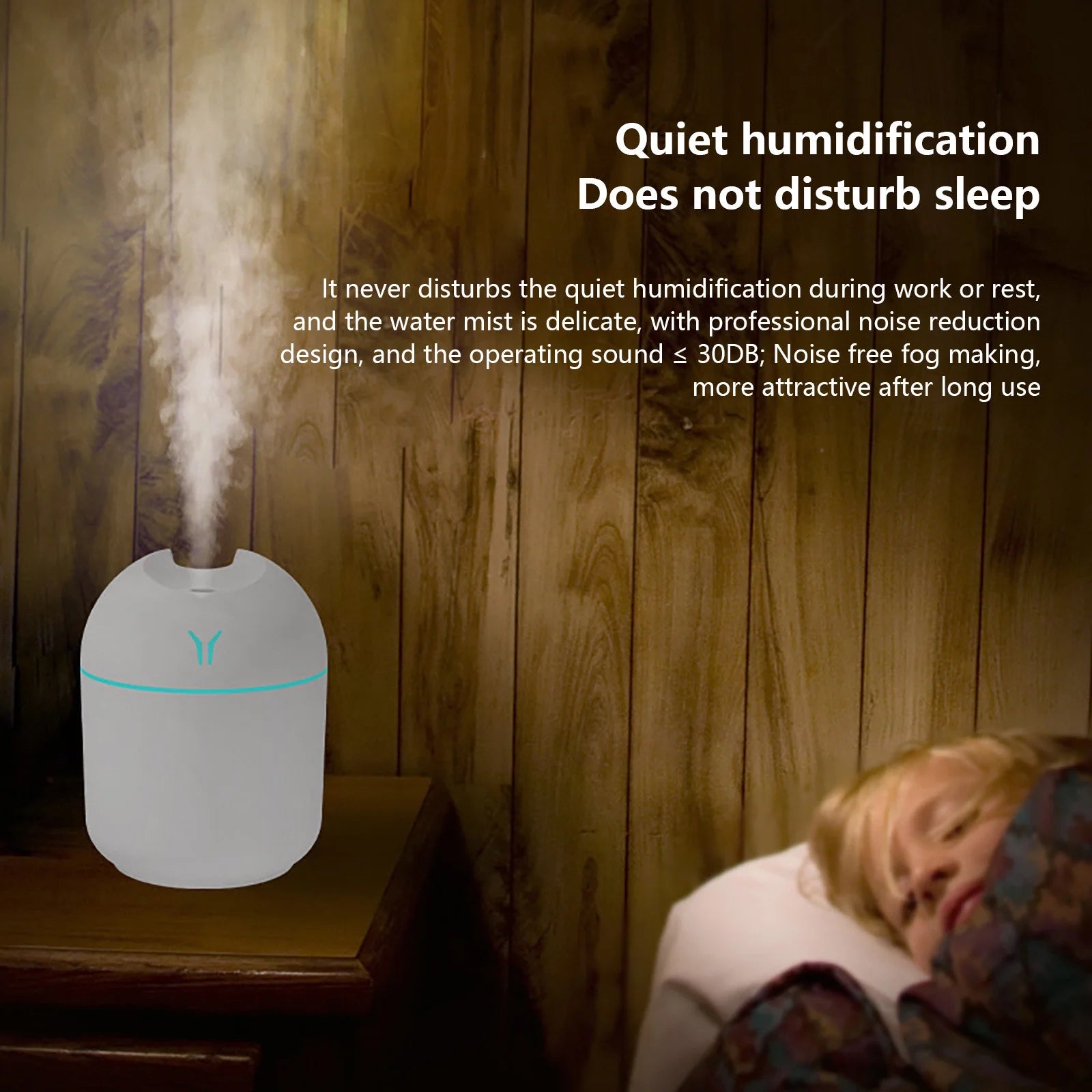USB Humidifier with Light ,Quiet Cool Mist Humidifier for Bedroom and Office ,Plants, Easy to Clean