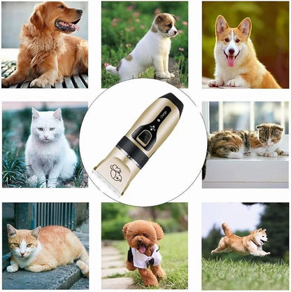 Pet Hair Clipper Dog Hair Clippers, Dog Grooming Kit, Cordless Quiet Pets Clippers Hair Trimmer, Dog Shaver Clipper with 4 Comb Guides, 5 Size Fine Tuning Knob for Thick Coats Cats