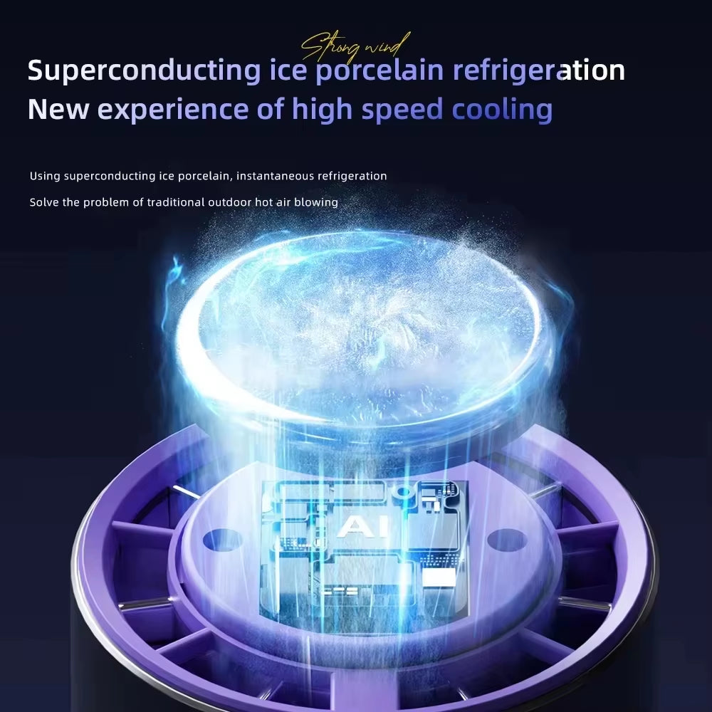 New Semiconductor Refrigeration High-Speed Handheld Electric Fan 4000Mah USB Portable Rechargeable Outdoor Small Fan