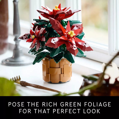 LEGO Icons Poinsettia Plant and Flower Building Set for Adults and Christmas Centerpiece Table Decor - 10370