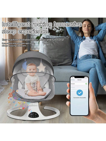 Baby Swings Chair for 0-12 Months with 3 Positions, 5-Point Harness, 5 Speeds, Aluminum Alloy Frame, Portable Indoor & Outdoor Rocker with Musical Speaker, No Assembly Required - Ideal for Infants, Perfect Gift for Halloween & Christmas