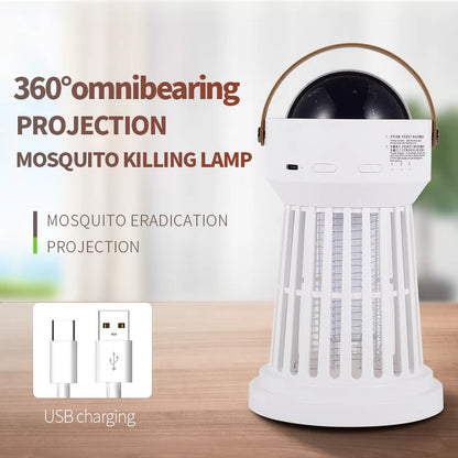 Dual-Purpose Bug Zapper Light with Starry Night Projection for Home and Garden Use