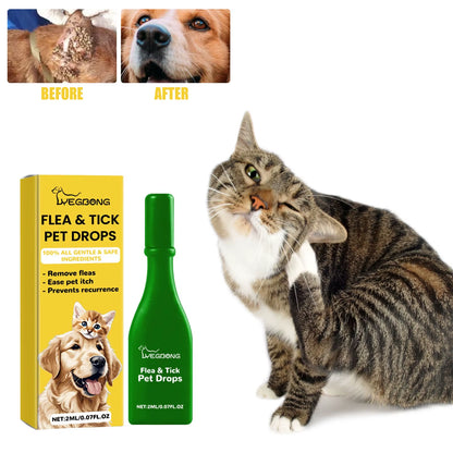Cat anti Flea Drops Flea Lice Remove Relieve Skin Itching External Insect Repellent Deworming Supplies Pet Tick Treatment Drops