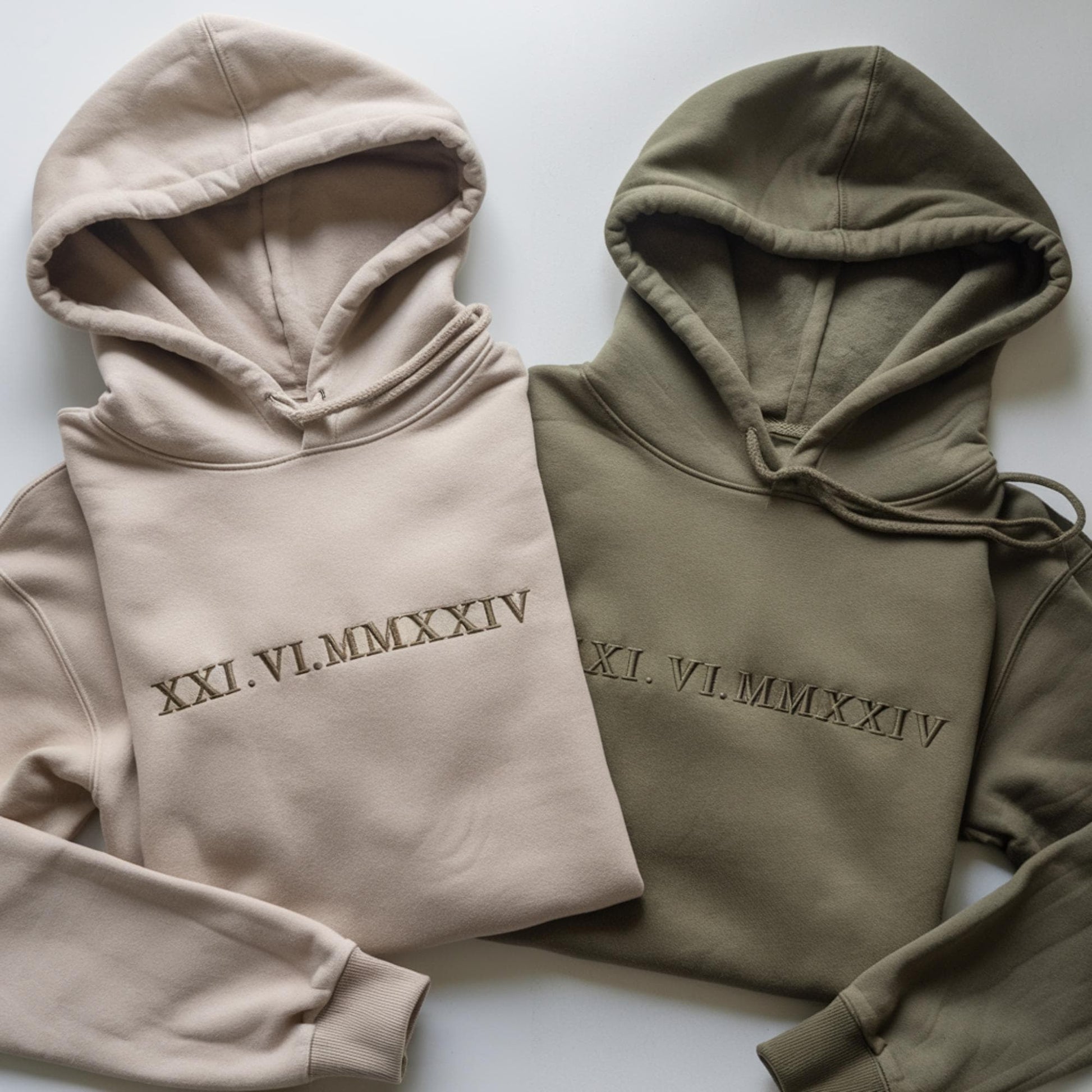 Custom Embroidered Roman Numeral Date Sweatshirt Initial on Sleeve | Valentines Couples Gift 1St Anniversary Gift