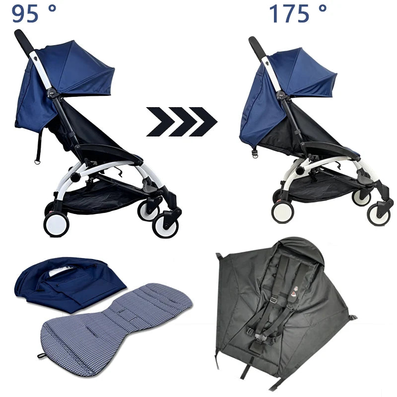 3Pcs/Set 175 Stroller Accessories Canopy Cover Seat Cushion Compatible with Babyzen YOYO Cover Seat Mattress with Zipper Pocket