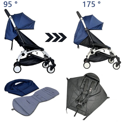 3Pcs/Set 175 Stroller Accessories Canopy Cover Seat Cushion Compatible with Babyzen YOYO Cover Seat Mattress with Zipper Pocket