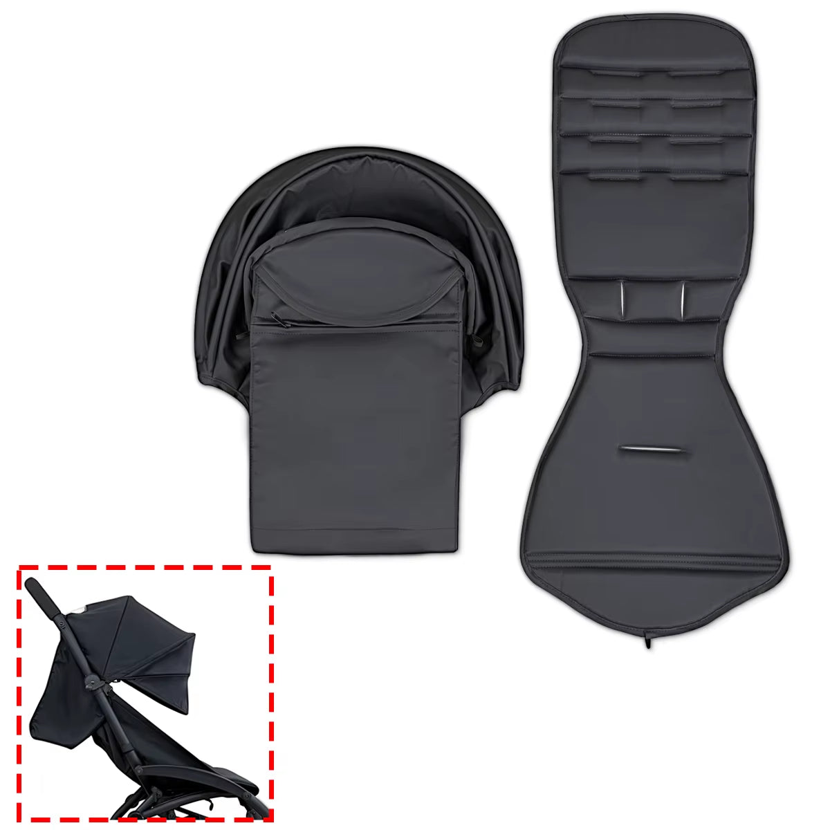 175 Stroller Accessories Canopy Cover Seat Cushion Compatible with Babyzen YOYO Cover Seat Mattress with Back Zipper Pocket