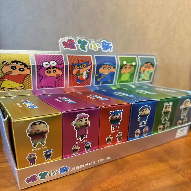 Original Crayon Shin Chan Blind Boxs Toys Kawaii Figures Anime Model Mobile Phone and Computer Screen Car Ornament Toys