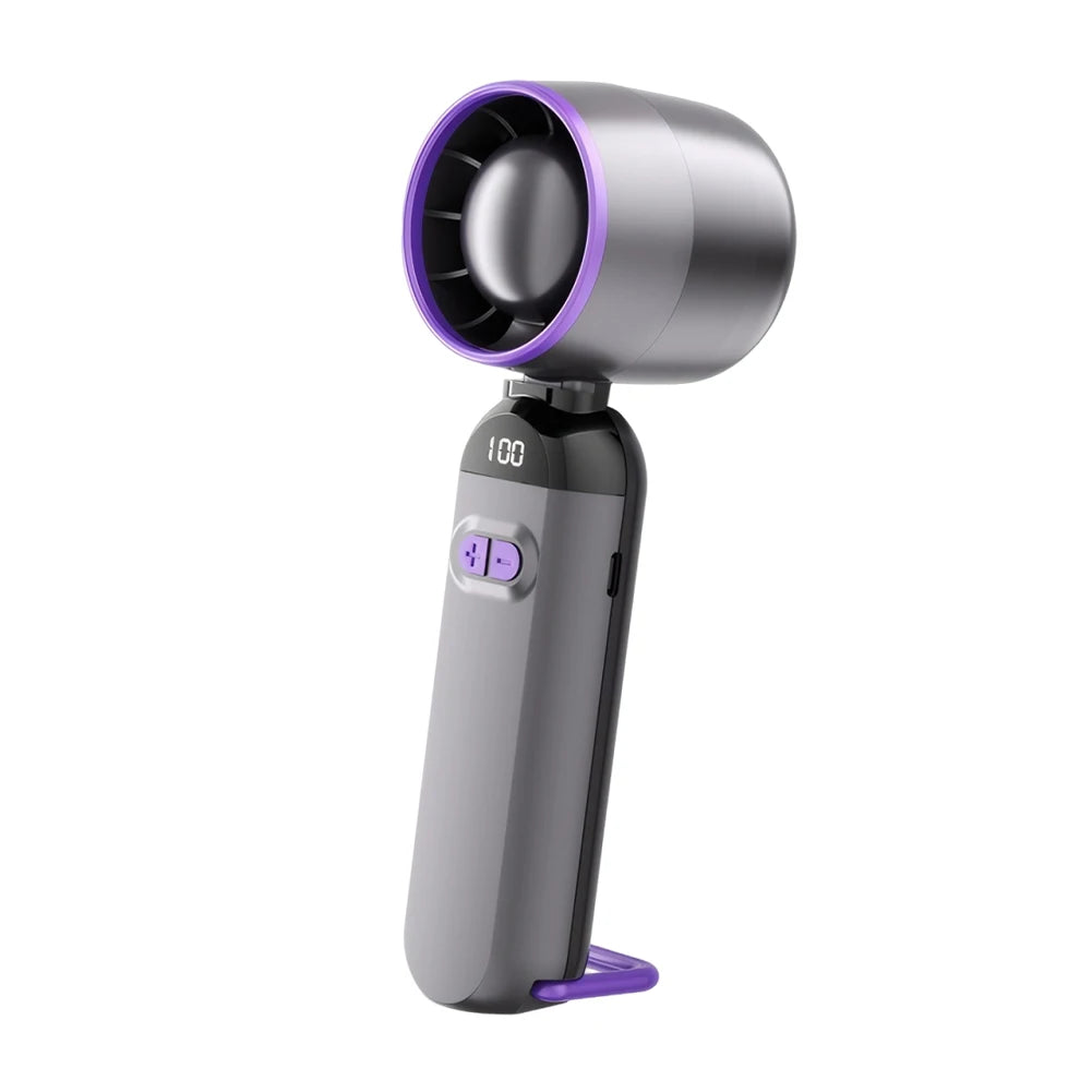 2025 Air Cooling Fan USB Charging LED Digital Display Portable Hand Fan Outdoor Travel Ice Refrigeration Small Electric Fan