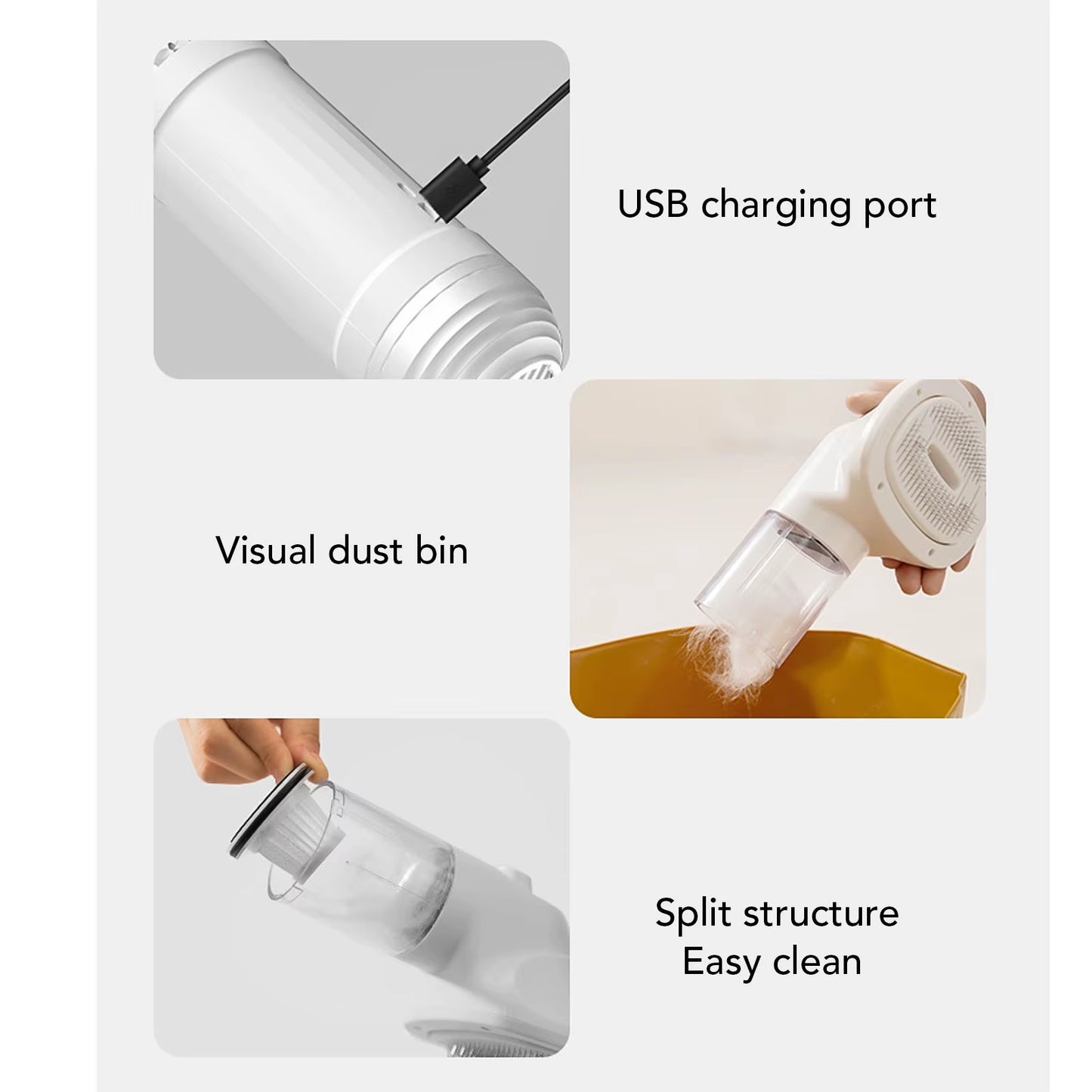 Pet Grooming Vacuum Cleaner Automatic Shedding Brush Dog Vacuum Grooming Kit for Dogs Cats Bed Carpet