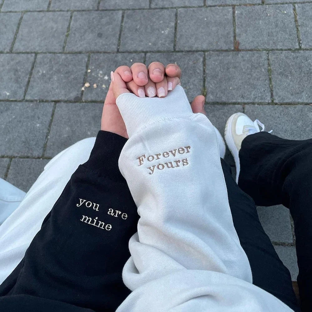 Custom Embroidered Roman Numeral Date Sweatshirt Initial on Sleeve | Valentines Couples Gift 1St Anniversary Gift