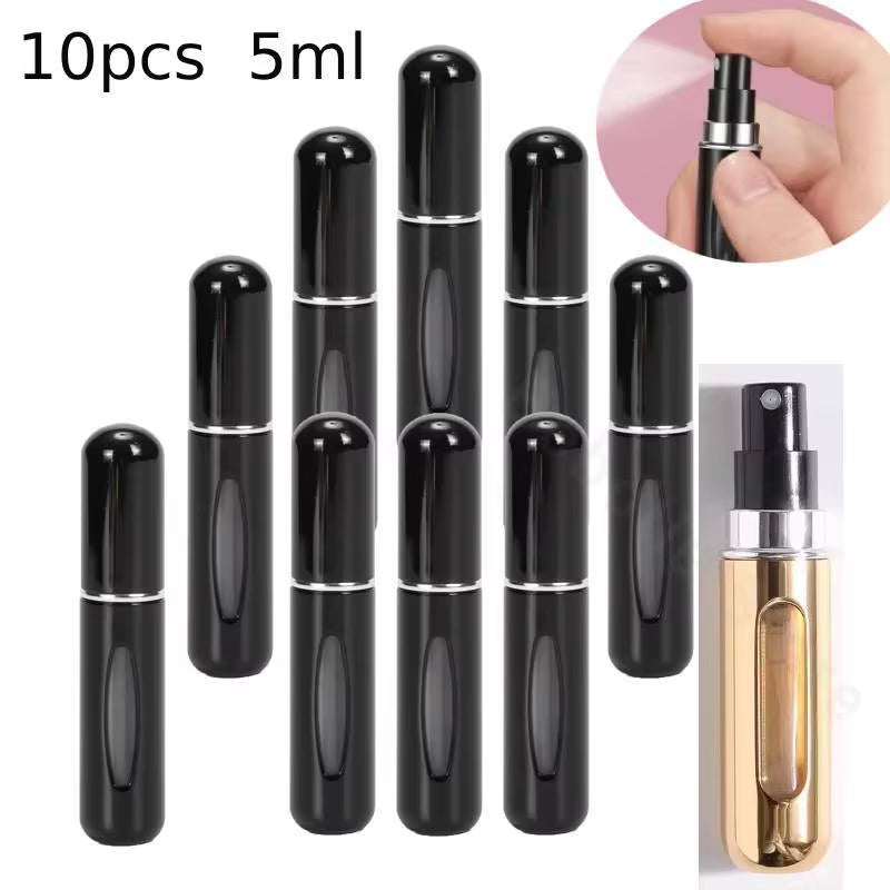 10PCS 5Ml Mini Empty Refillable Spray Bottle Perfume Atomizer Portable Liquid Container for Cosmetics Traveling Aluminum Spray