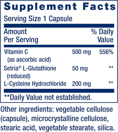 Life Extension Glutathione, Cysteine & C, 500 Mg of Vitamin C, Powerful Antioxidant Supplement to Support Liver Health, Gluten-Free, Non-Gmo, 100 Capsules