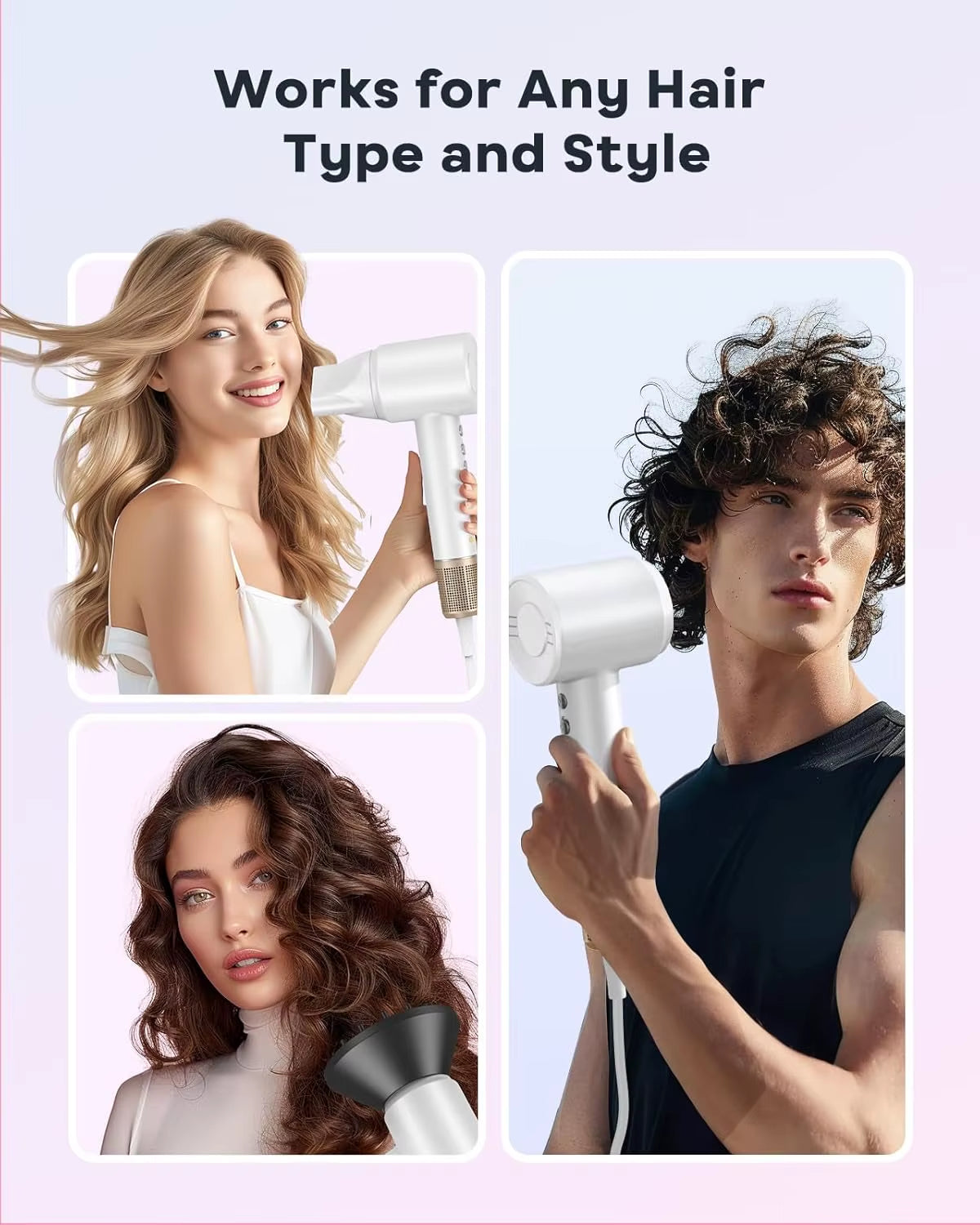 Professional High Speed Electric Hair Dryer 120000RPM Negative Ions Blow Dryer Super Powerful Wind Lownoise Salon Hairdryer