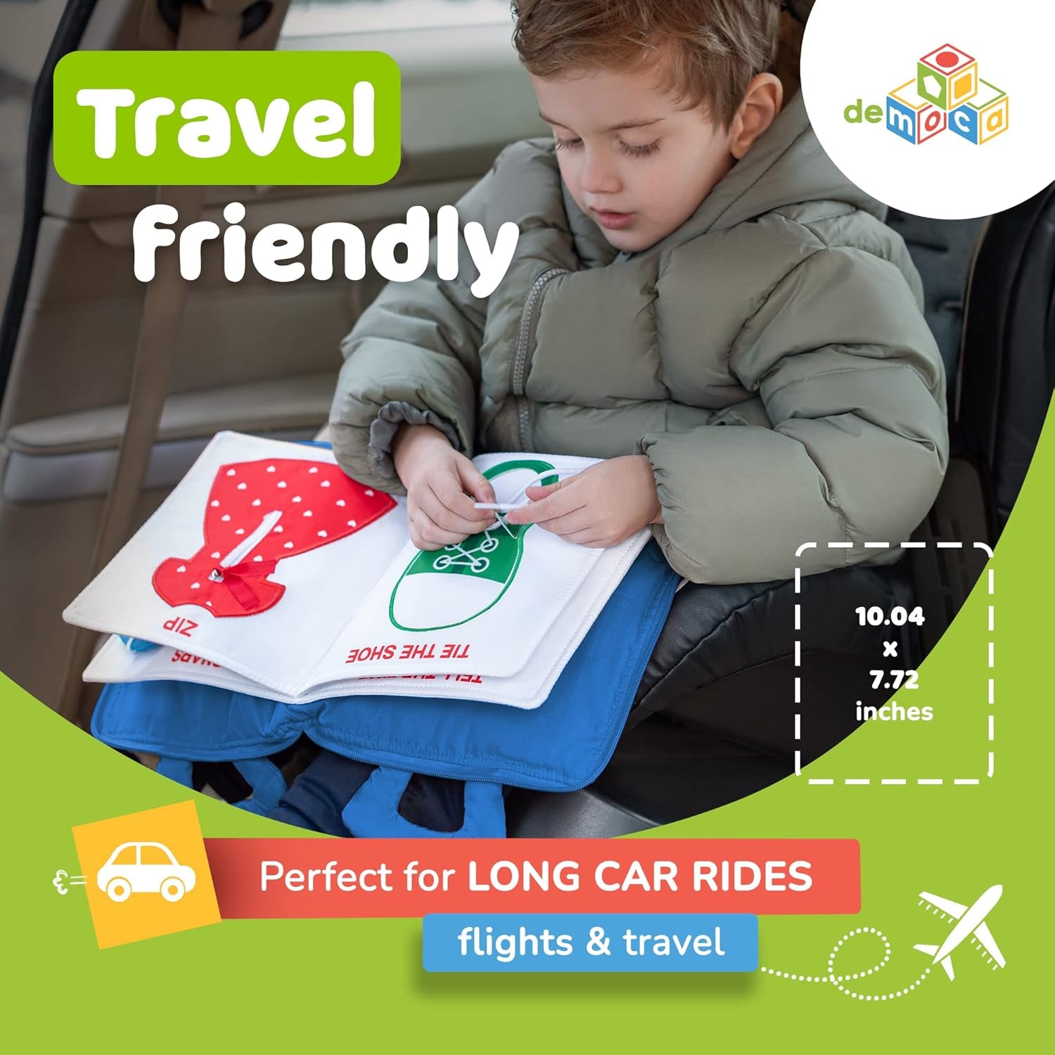 Busy Book for Toddlers 1-3 - Airplane Toys for Toddlers 1-3, My Quiet Book Montessori Toys for 1 Year Old with Kids Plane Activities, Activity Busy Board, for Boys & Girls