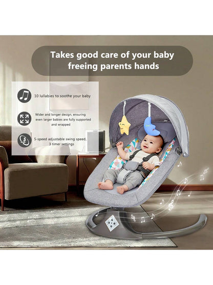 Portable Baby Swings Designed for Infants, Featuring a 5-Point Harness and a Lightweight Structure. They Are Easy to Fold and Suitable for Newborns and Infants Aged 0-12 Months, Supporting a Weight of up to 20 Lbs, and Can Be Used Both Indoors and Ou