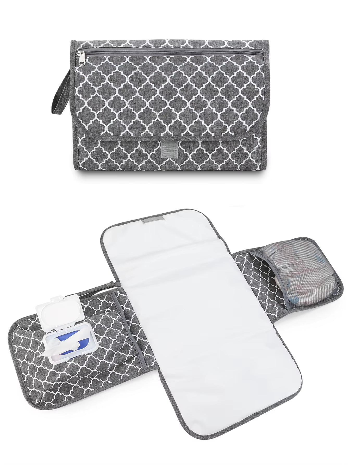 Portable Diaper Changing Pad, Portable Changing Pad for Newborn Girl & Boy - Baby Changing Pad with Smart Wipes Pocket