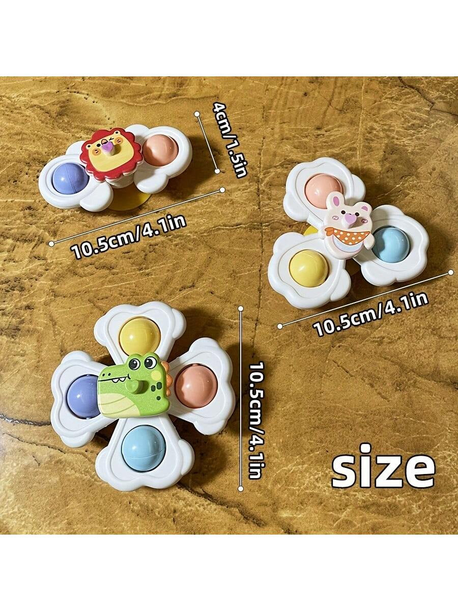 3 Pcs Suction Cup Spinner Toys, Baby Toy,Baby Essentials, Spinning Toys for Toddlers 1-3,Baby Toys,Bath Toys Sensory Toys Early Education Toys Bathtub Toy Dining Chairs Toys, Birthday Gifts for Baby Boy Girl , Suitable for Daily Use of Babies