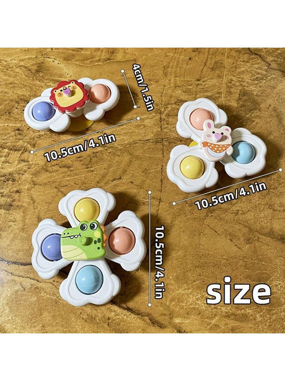 3 Pcs Suction Cup Spinner Toys, Baby Toy,Baby Essentials, Spinning Toys for Toddlers 1-3,Baby Toys,Bath Toys Sensory Toys Early Education Toys Bathtub Toy Dining Chairs Toys, Birthday Gifts for Baby Boy Girl , Suitable for Daily Use of Babies