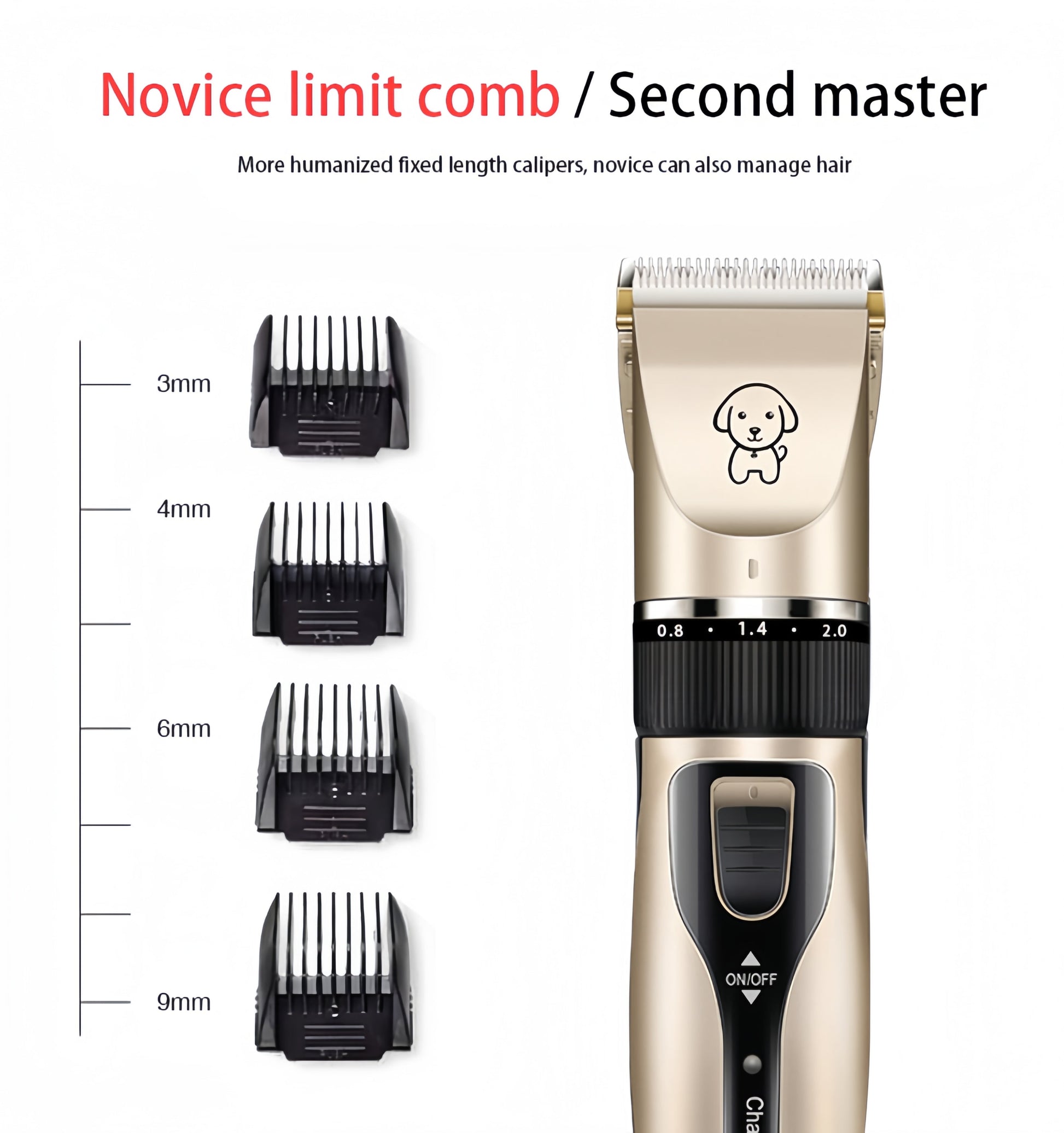 Pet Hair Clipper Dog Hair Clippers, Dog Grooming Kit, Cordless Quiet Pets Clippers Hair Trimmer, Dog Shaver Clipper with 4 Comb Guides, 5 Size Fine Tuning Knob for Thick Coats Cats