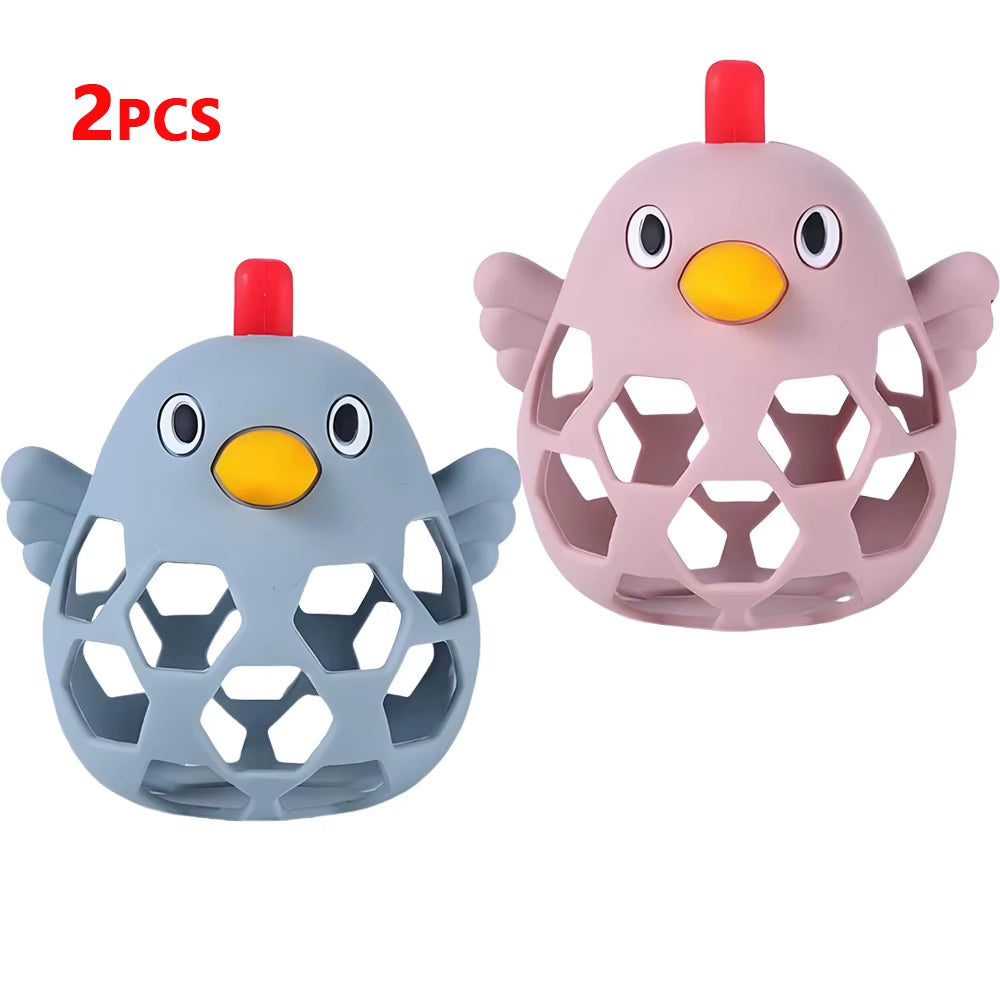 1/2PCS Baby Silicone Teethers Toys Cartoon Chick Shape Baby Toys Skeleton Baby Care Equipment Chewing Training Baby Products