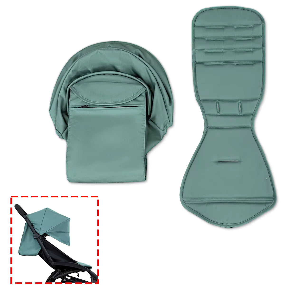 175 Stroller Accessories Canopy Cover Seat Cushion Compatible with Babyzen YOYO Cover Seat Mattress with Back Zipper Pocket