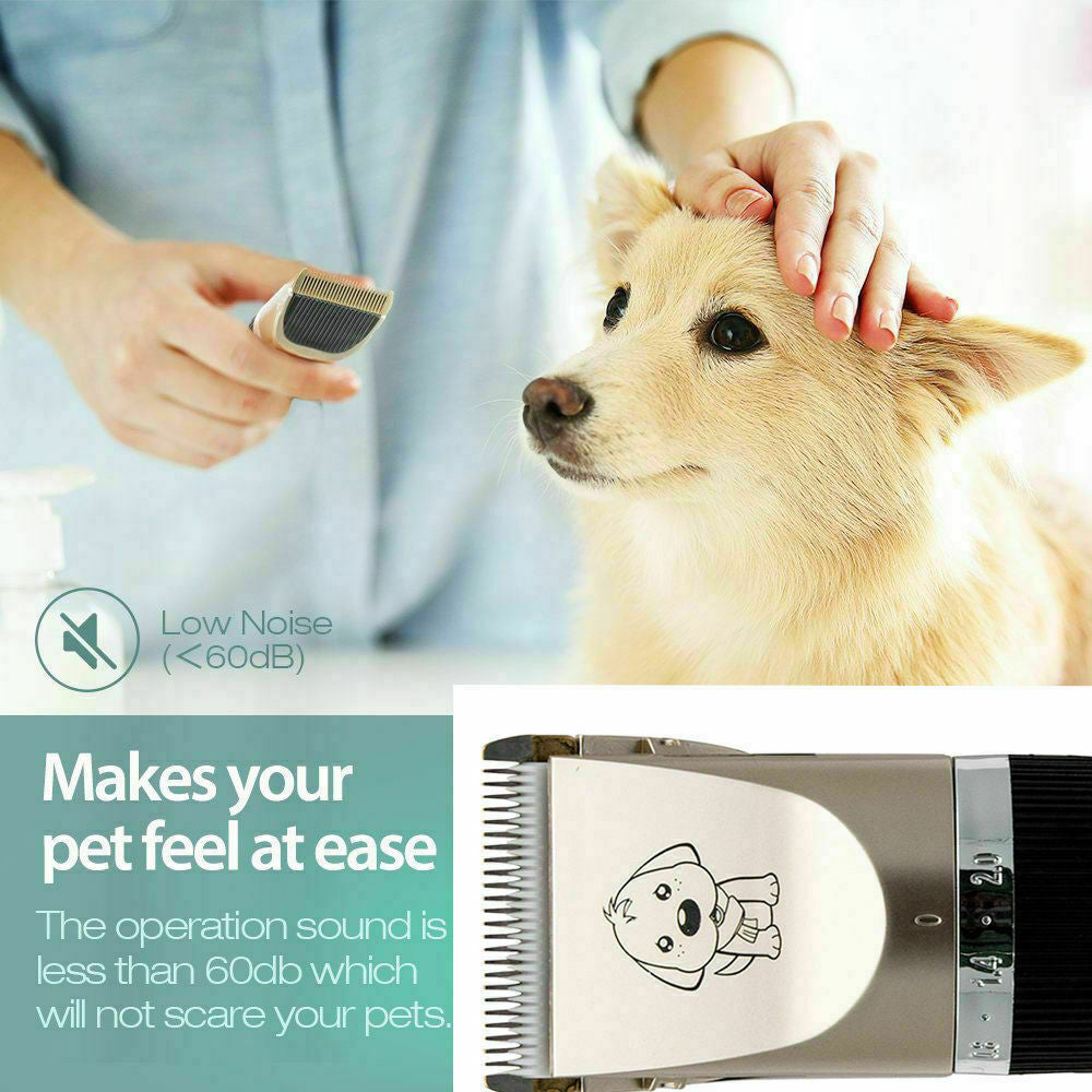 Dog Cat Pet Grooming Kit Rechargeable Cordless Electric Hair Clipper Trimmer Set