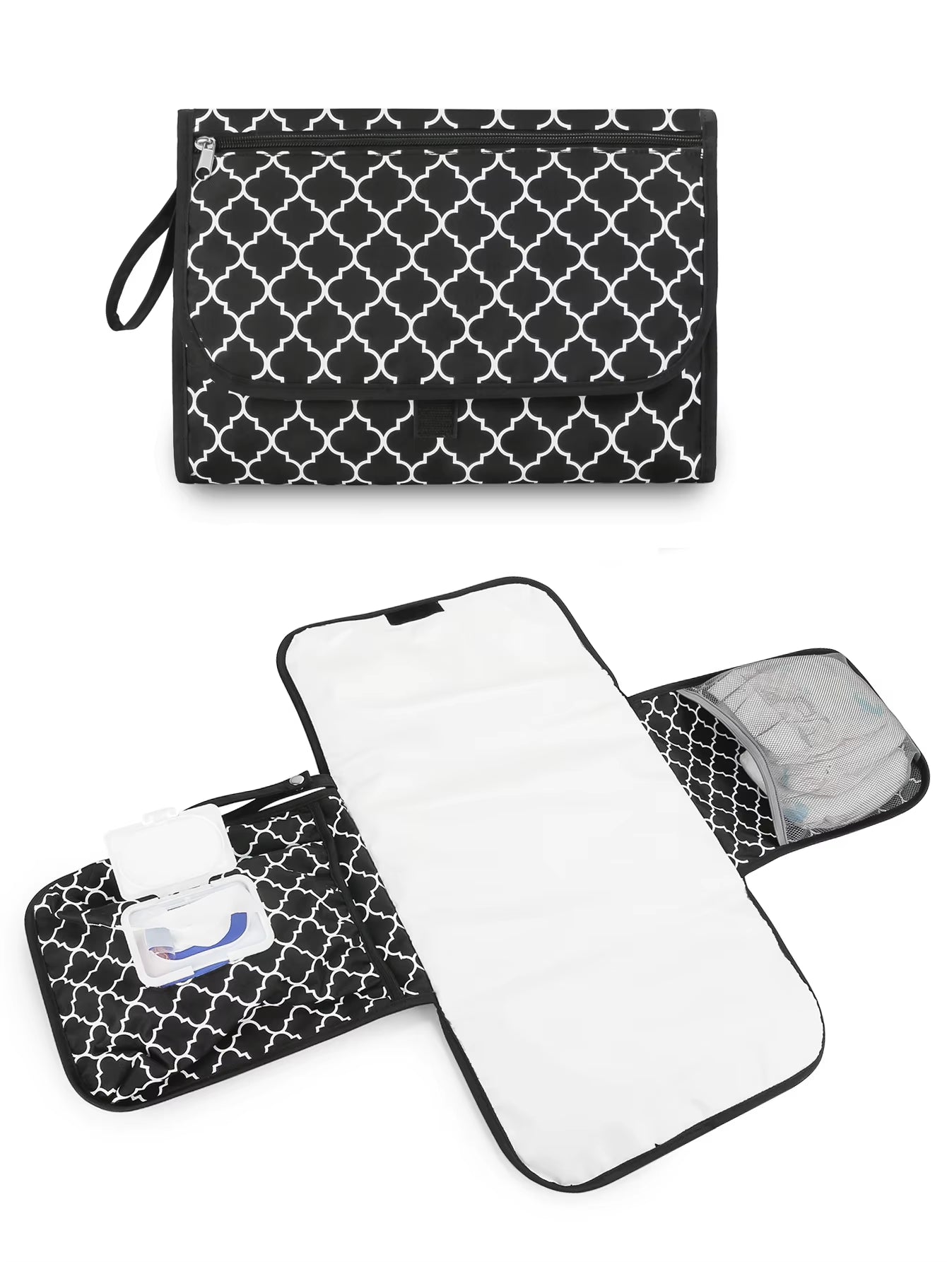 Portable Diaper Changing Pad, Portable Changing Pad for Newborn Girl & Boy - Baby Changing Pad with Smart Wipes Pocket