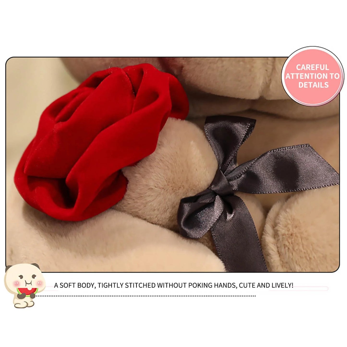 Gift 9.1" Valentines Day Stuffed Animals Teddy Bear with Rose, Large Rose Bear Valentines Day Gift Plush Toy Cartoon Cuddly Doll Birthday Party Holiday Wedding Decor Gift Stuffed Animals