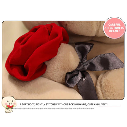 Gift 9.1" Valentines Day Stuffed Animals Teddy Bear with Rose, Large Rose Bear Valentines Day Gift Plush Toy Cartoon Cuddly Doll Birthday Party Holiday Wedding Decor Gift Stuffed Animals