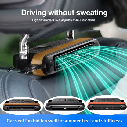 Portable Car Fan for Rear Seat Electric Cooling Fan Air Conditioning 3 Speeds Adjustable Automotive Interior Car Air Fan