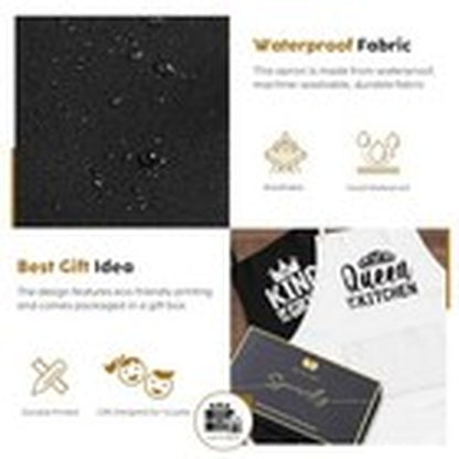 King & Queen Apron Set - Wedding Engagement Gifts for Couples, Funny Kitchen