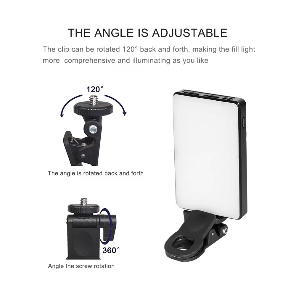 Mini Clip-On Mobile Phone LED Light Selfie Light 120 LED 2500K-9000K W/ Battery for Iphone Samsung Huawei Xiaomi Smartphones