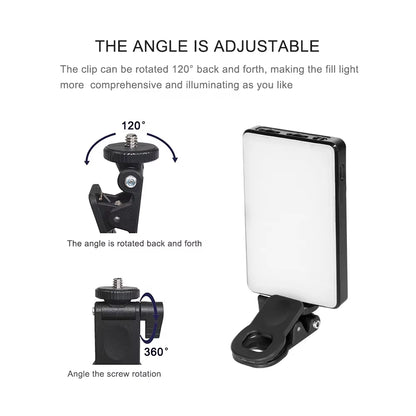 Mini Clip-On Mobile Phone LED Light Selfie Light 120 LED 2500K-9000K W/ Battery for Iphone Samsung Huawei Xiaomi Smartphones