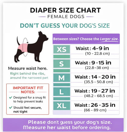 Dog Diapers Washable & Reusable Female and Male Dog Diapers Materials Durable Machine Washable Solution for Pet Incontinence and Long Travels - 3 Pack Set (M, Solid)