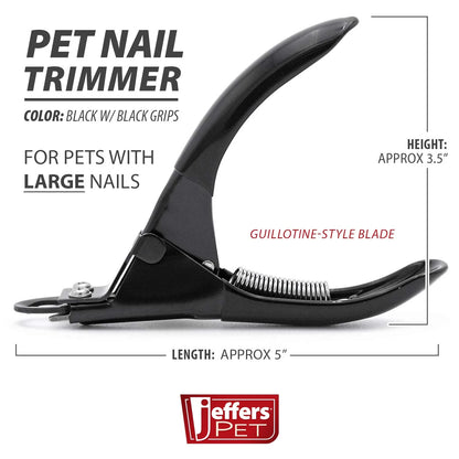 Pet Nail Trimmer Large Hole Black – Guillotine Clippers for Dog, Cat, Puppy & Small Animal Grooming – Stainless Steel Blade, Non Slip Grip, Pet Grooming Tool for Home & Travel