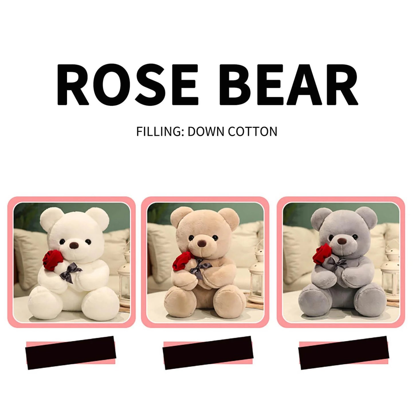 Gift 9.1" Valentines Day Stuffed Animals Teddy Bear with Rose, Large Rose Bear Valentines Day Gift Plush Toy Cartoon Cuddly Doll Birthday Party Holiday Wedding Decor Gift Stuffed Animals