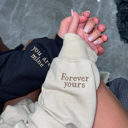 Custom Embroidered Roman Numeral Date Sweatshirt Initial on Sleeve | Valentines Couples Gift 1St Anniversary Gift